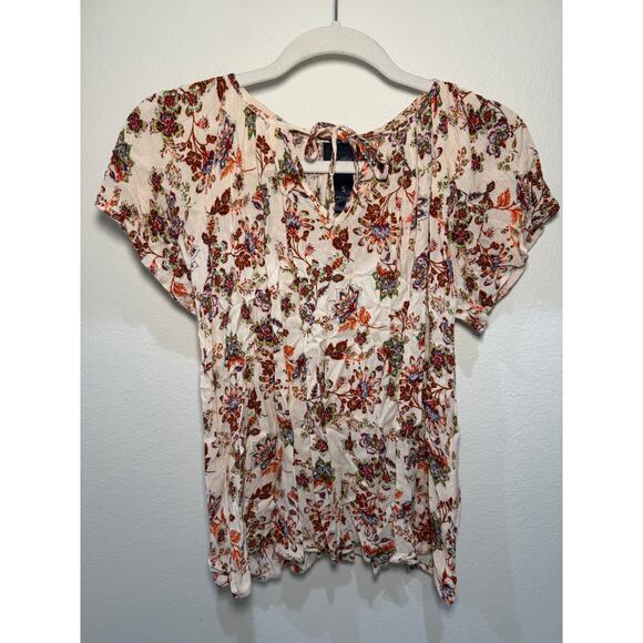 Daytrip Women's Floral Cap Sleeve Flowy Blouse Size Small Boho Chic - Picture 1 of 8